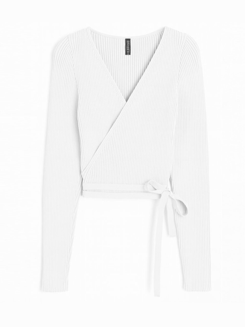 H&M Divided Ribbed White Ballet Wrap Top Cardigan XS